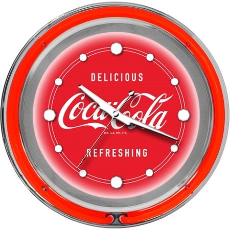 Trademark Gameroom Coca Cola Neon Clock - Delicious Refreshing - Two Neon Rings coke-1400-v3